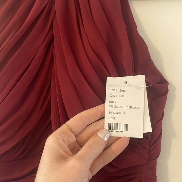 NWT Dessy Group Burgundy High Neck Floor Length Chiffon Gown (Style # 2918) - Picture 2 of 7